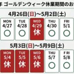 2026年千葉司法書士行政書士事務所ゴールデンウィークカレンダー